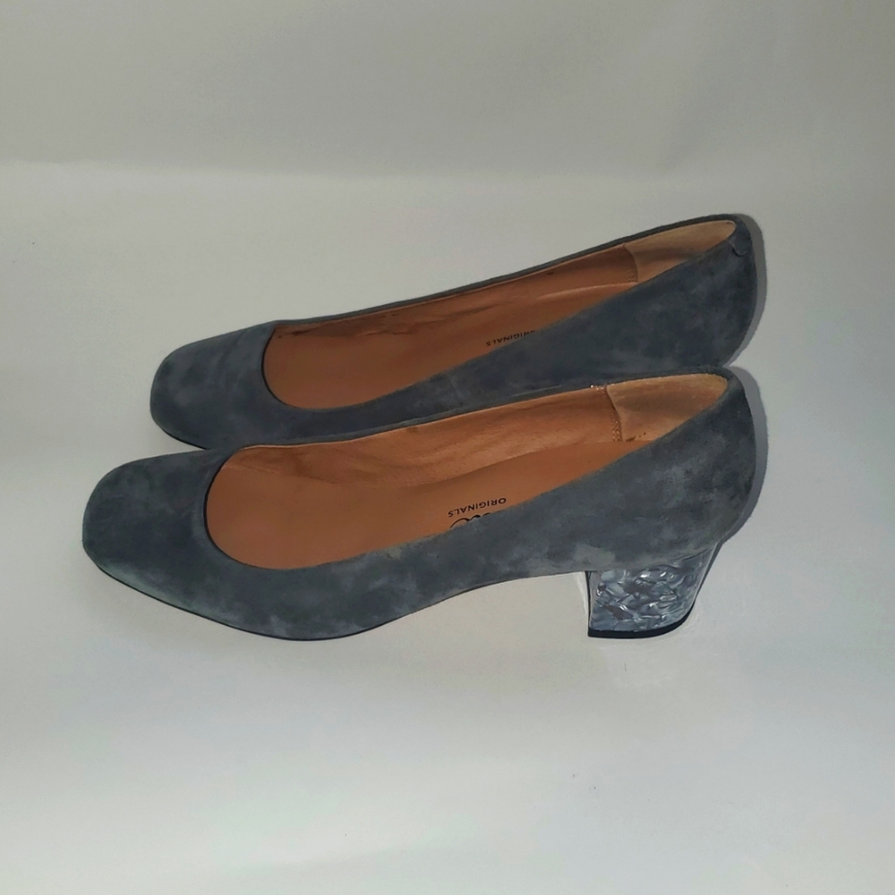 Nina Originals Patience Suede Charcoal Gray Pumps Block Heel Size 9